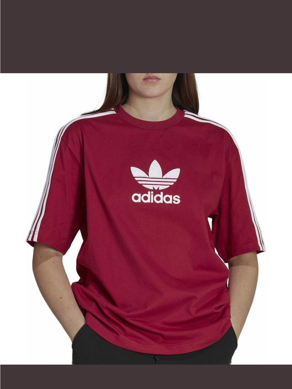 Adidas Originals Red Burgundy Trefoil Tee
